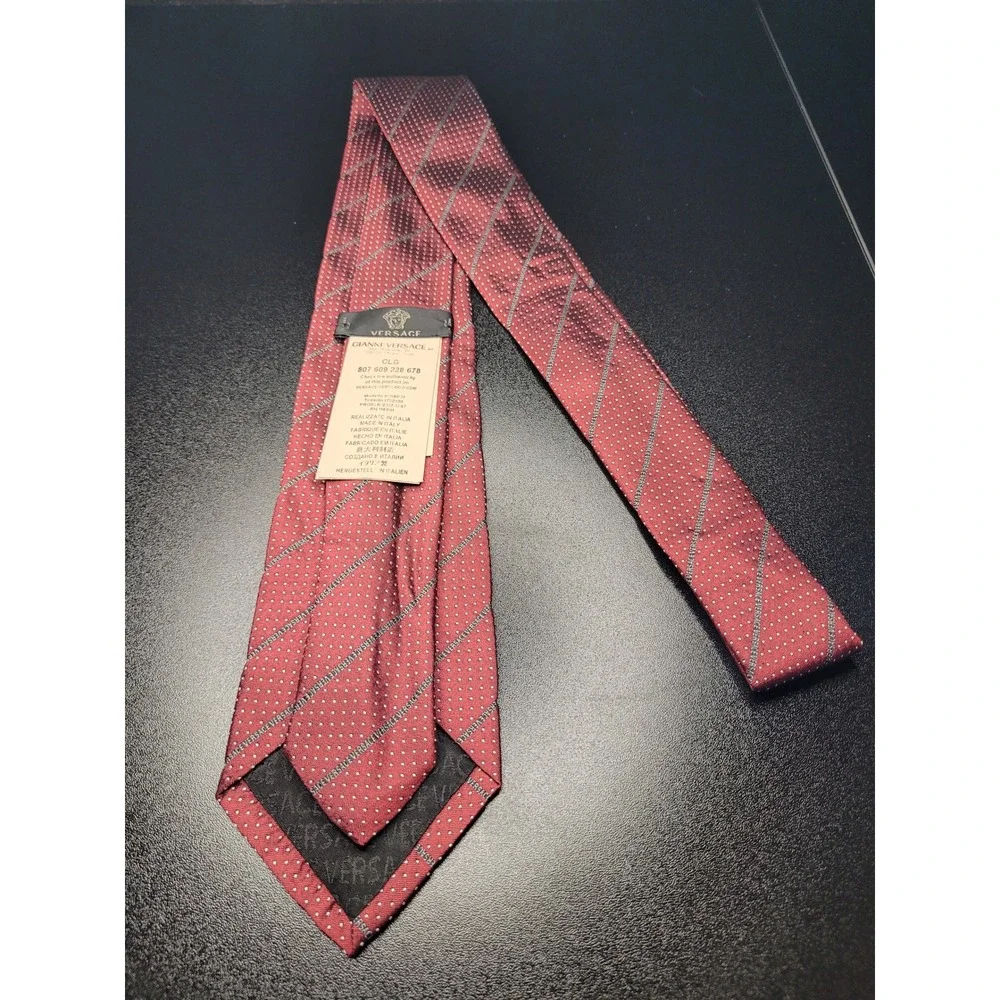 Gianni Versace Men's Necktie Red Polka Dot Silk 3